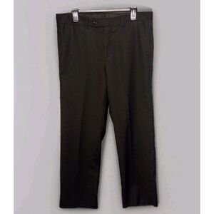 Pronto Uomo Platinum Men's Dress Pants 33X29.5 Black Flat Front 100% Wool